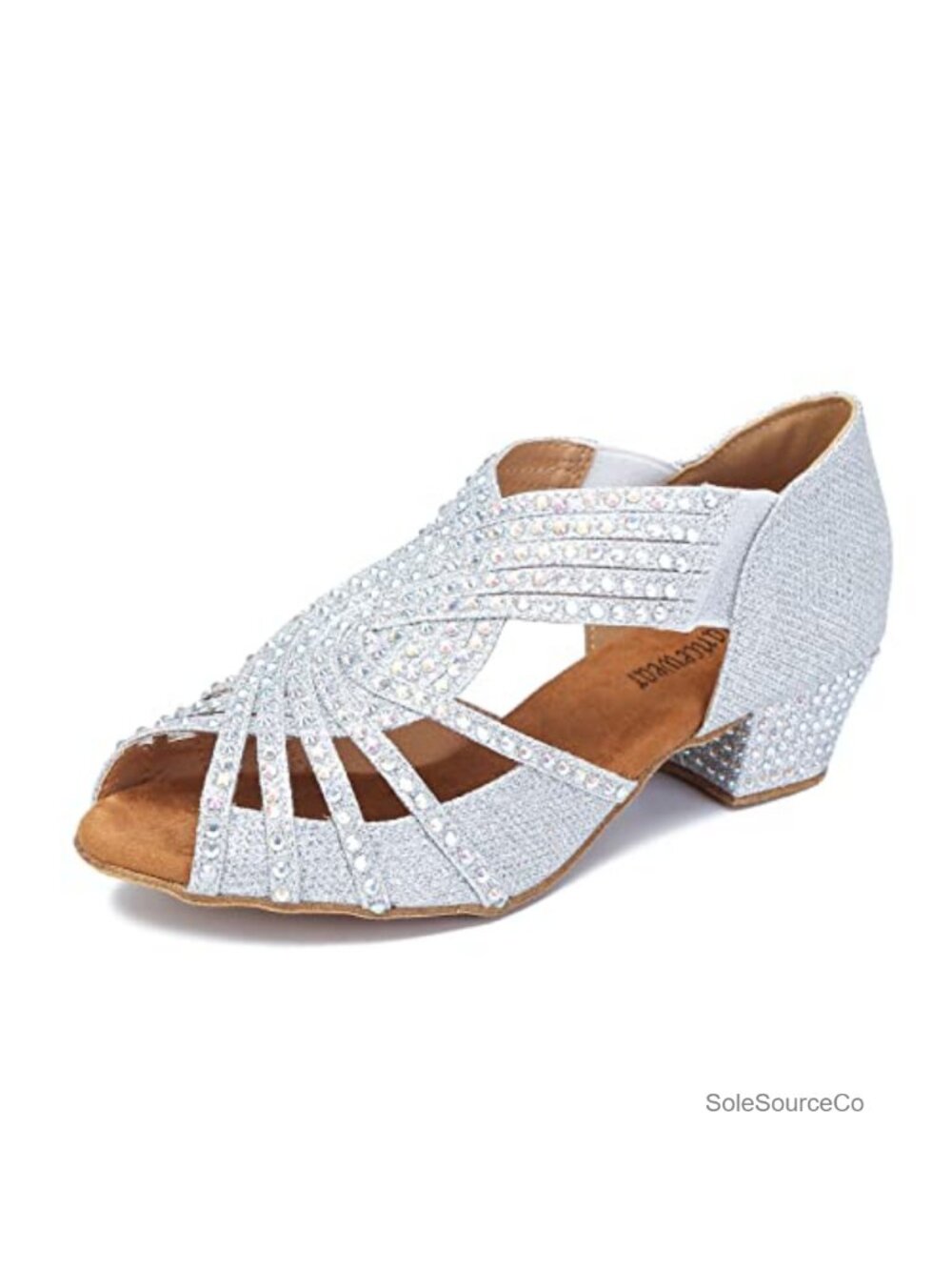 Rhinestone Ballroom Latin Salsa Dance Shoes Satin Suede Sole 1.5in Heel